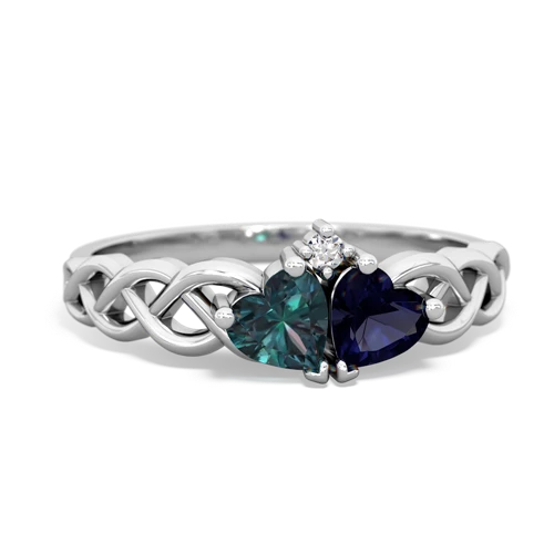 Lab Alexandrite Lab Created Alexandrite with Genuine Sapphire Heart to Heart Braid ring Ring