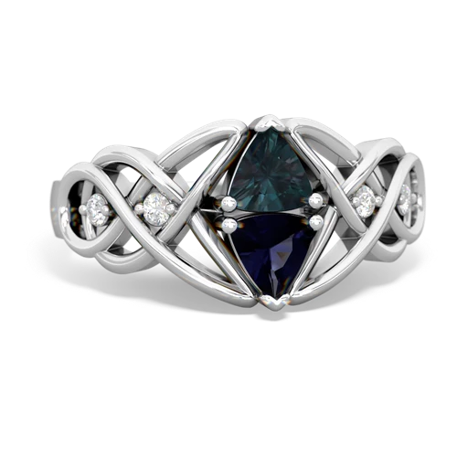 Lab Alexandrite Lab Created Alexandrite with Genuine Sapphire Keepsake Celtic Knot ring Ring