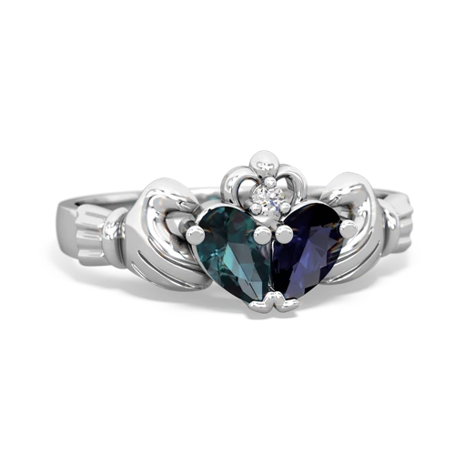 Lab Alexandrite Lab Created Alexandrite with Genuine Sapphire Claddagh ring Ring