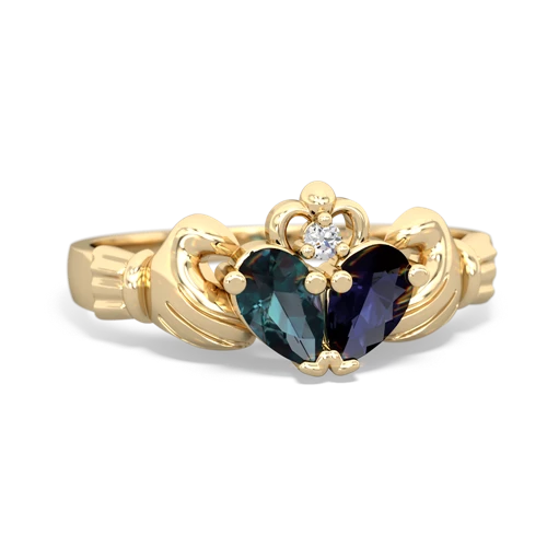 alexandrite-sapphire claddagh ring