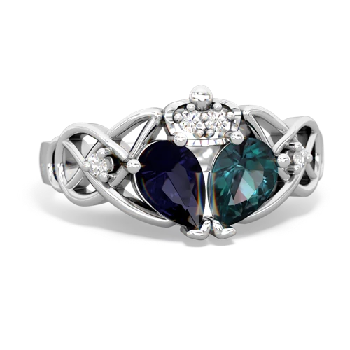 Lab Alexandrite Lab Created Alexandrite with Genuine Sapphire Two Stone Claddagh ring Ring