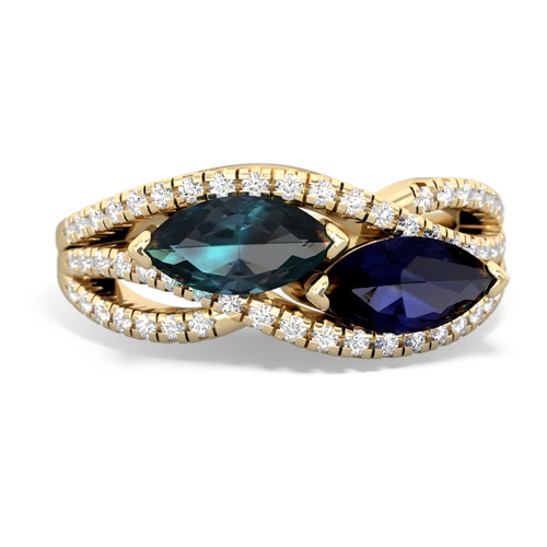 Lab Alexandrite Lab Created Alexandrite with Genuine Sapphire Diamond Rivers ring Ring