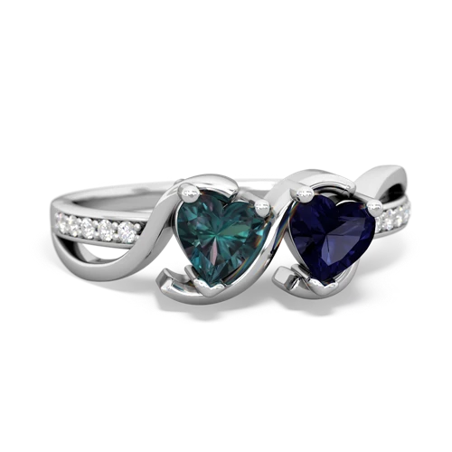 Lab Alexandrite Lab Created Alexandrite with Genuine Sapphire Side by Side ring Ring