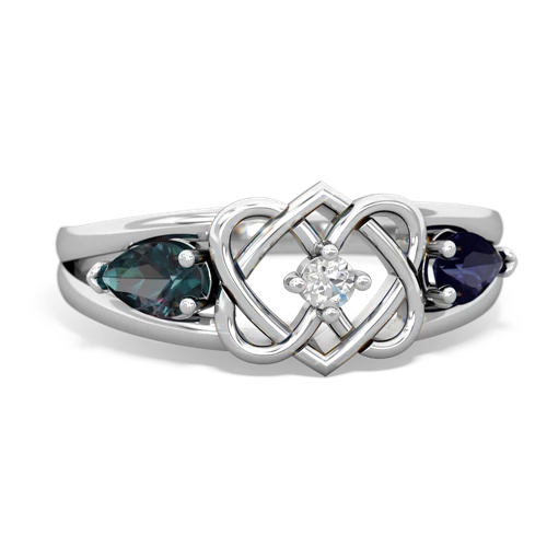 Lab Alexandrite Lab Created Alexandrite with Genuine Sapphire Hearts Intertwined ring Ring