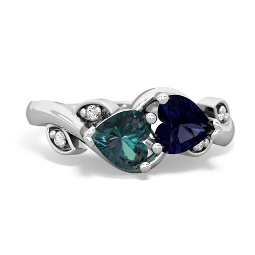 Lab Alexandrite Lab Created Alexandrite with Genuine Sapphire Floral Elegance ring Ring