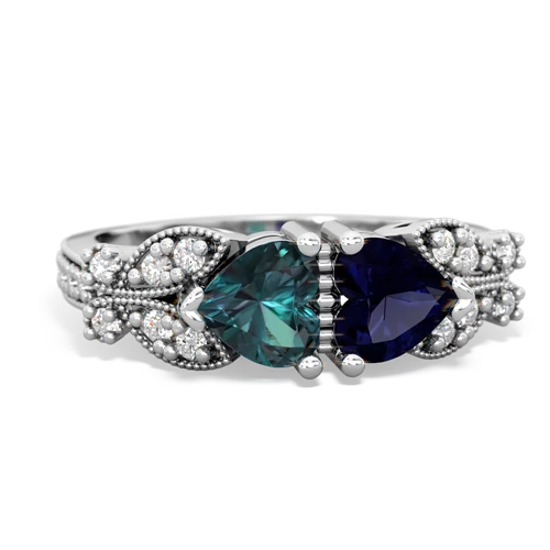 Lab Alexandrite Lab Created Alexandrite with Genuine Sapphire Diamond Butterflies ring Ring
