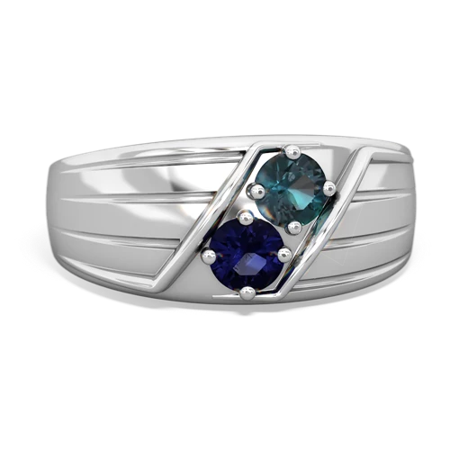 Lab Alexandrite Lab Created Alexandrite with Genuine Sapphire Art Deco Men's ring Ring