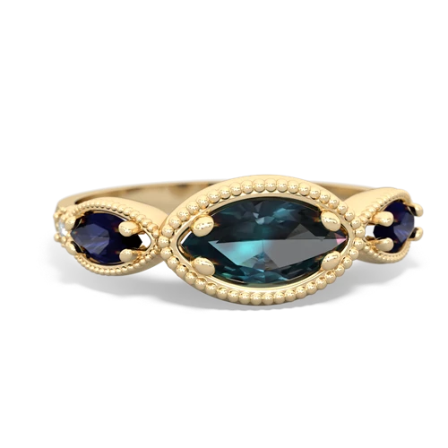 Lab Alexandrite Lab Created Alexandrite with Genuine Sapphire and Lab Created Alexandrite Antique Style Keepsake ring Ring