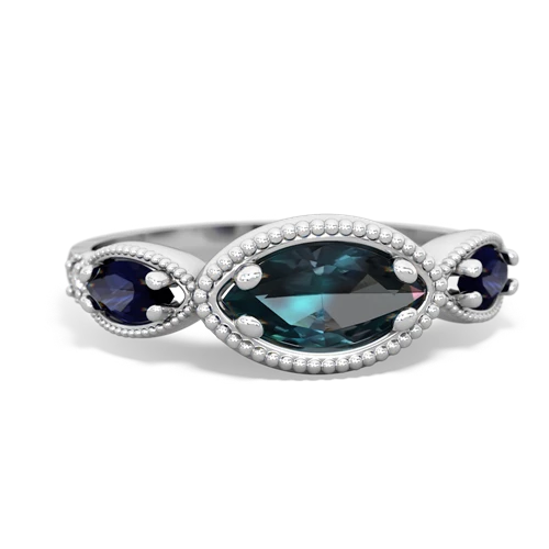 alexandrite-sapphire milgrain marquise ring