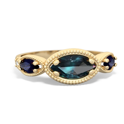 alexandrite-sapphire milgrain marquise ring