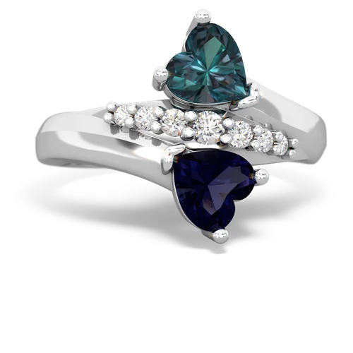 Lab Alexandrite Lab Created Alexandrite with Genuine Sapphire Heart to Heart Bypass ring Ring