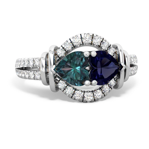 Lab Alexandrite Lab Created Alexandrite with Genuine Sapphire Art-Deco Keepsake ring Ring