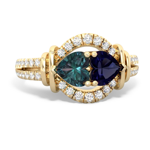 alexandrite-sapphire pave keepsake ring