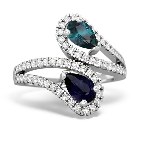 alexandrite-sapphire pave swirls ring