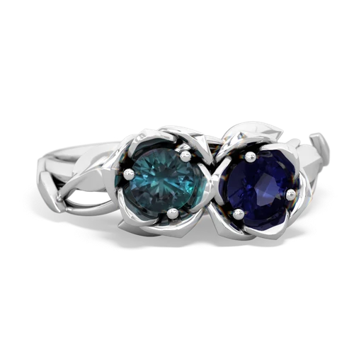 Lab Alexandrite Lab Created Alexandrite with Genuine Sapphire Rose Garden ring Ring