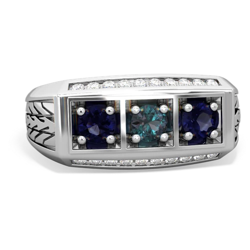 alexandrite-sapphire three stone ring