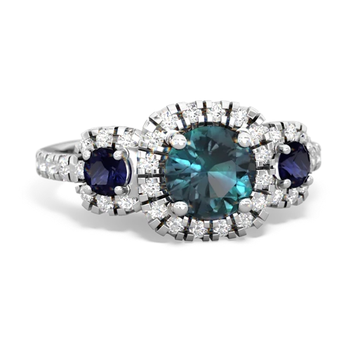 alexandrite-sapphire three stone regal ring