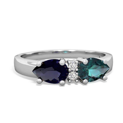 Lab Alexandrite Lab Created Alexandrite with Genuine Sapphire Pear Bowtie ring Ring