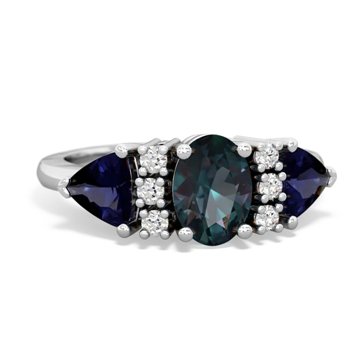 Lab Alexandrite Lab Created Alexandrite with Genuine Sapphire and  Antique Style Three Stone ring Ring