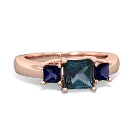 Lab Alexandrite Lab Created Alexandrite with Genuine Sapphire and Genuine Emerald Three Stone Trellis ring Ring
