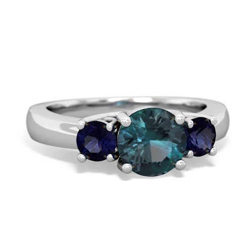 Lab Alexandrite Lab Created Alexandrite with Genuine Sapphire and Genuine Fire Opal Three Stone Trellis ring Ring