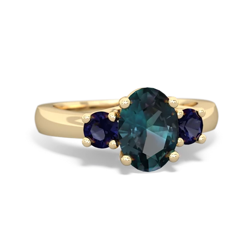 Lab Alexandrite Lab Created Alexandrite with Genuine Sapphire Three Stone Trellis ring Ring