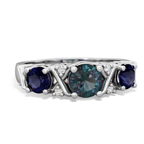 Lab Alexandrite Lab Created Alexandrite with Genuine Sapphire and  Hugs and Kisses ring Ring