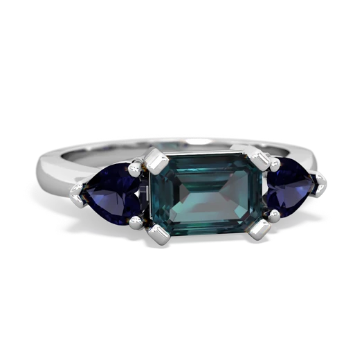 Lab Alexandrite Lab Created Alexandrite with Genuine Sapphire and Lab Created Alexandrite Three Stone ring Ring