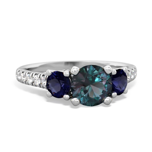 Lab Alexandrite Lab Created Alexandrite with Genuine Sapphire and Lab Created Alexandrite Pave Trellis ring Ring