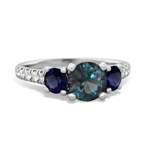 alexandrite-sapphire trellis pave ring