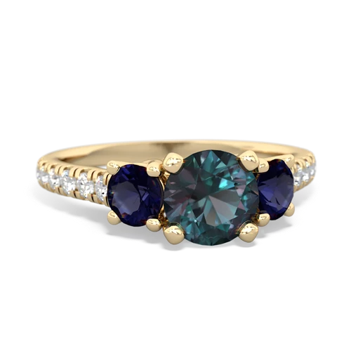 alexandrite-sapphire trellis pave ring