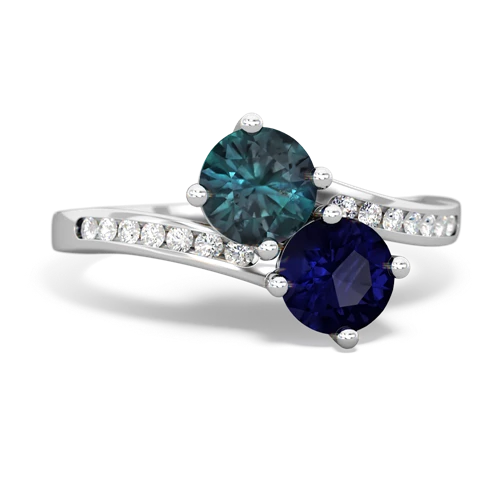 Lab Alexandrite Lab Created Alexandrite with Genuine Sapphire Keepsake Two Stone ring Ring