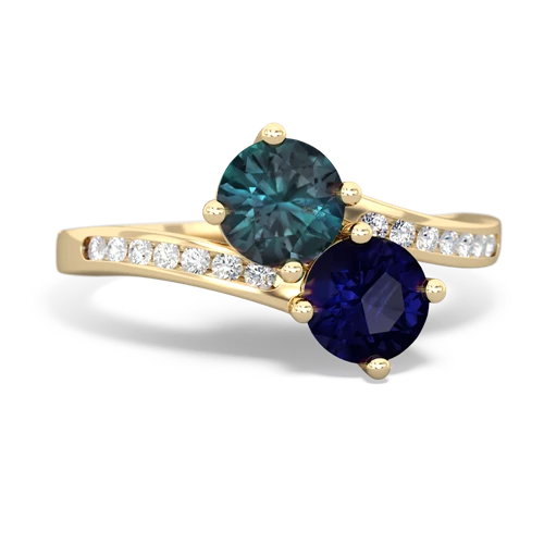 Lab Alexandrite Lab Created Alexandrite with Genuine Sapphire Keepsake Two Stone ring Ring