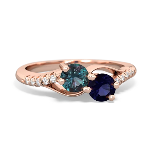 alexandrite-sapphire two stone infinity ring