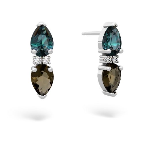 alexandrite-smoky quartz bowtie earrings