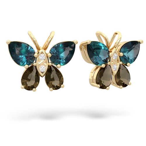 alexandrite-smoky quartz butterfly earrings