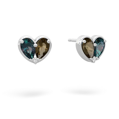 alexandrite-smoky quartz one heart earrings
