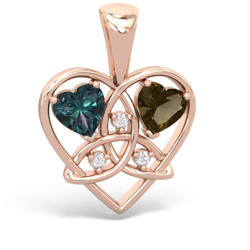 alexandrite-smoky quartz celtic heart pendant