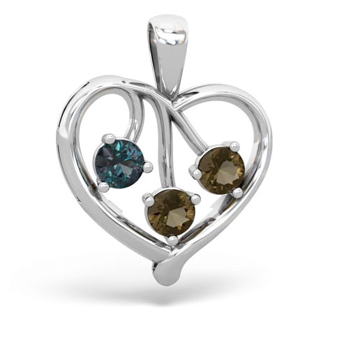 Lab Alexandrite Lab Created Alexandrite with Genuine Smoky Quartz and Genuine Aquamarine Glowing Heart pendant Pendant