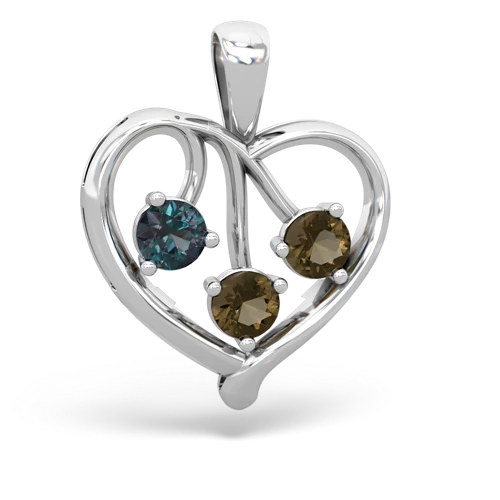 alexandrite-smoky quartz love heart pendant