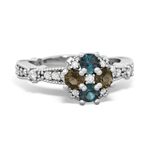 alexandrite-smoky quartz art deco engagement ring