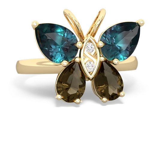 alexandrite-smoky quartz butterfly ring