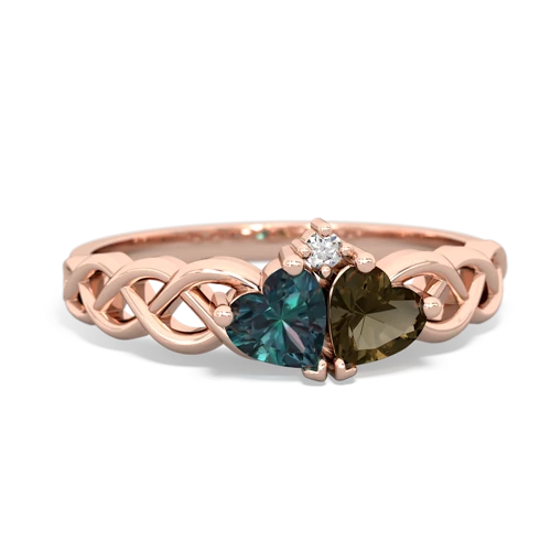 alexandrite-smoky quartz celtic braid ring