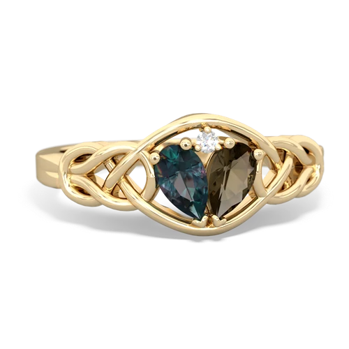 alexandrite-smoky quartz celtic knot ring