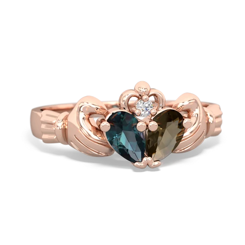 alexandrite-smoky quartz claddagh ring