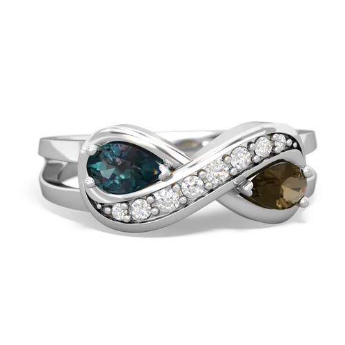 alexandrite-smoky quartz diamond infinity ring