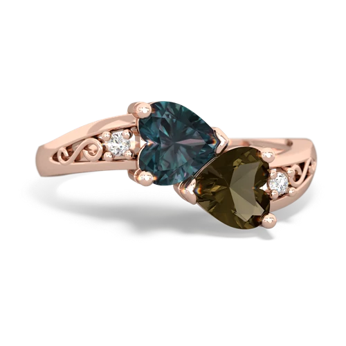 alexandrite-smoky quartz filligree ring