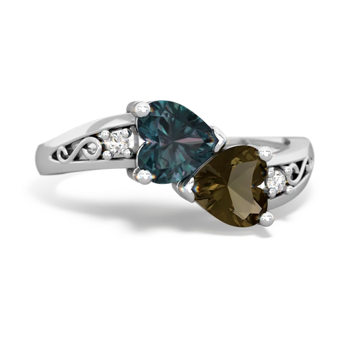 alexandrite-smoky quartz filligree ring