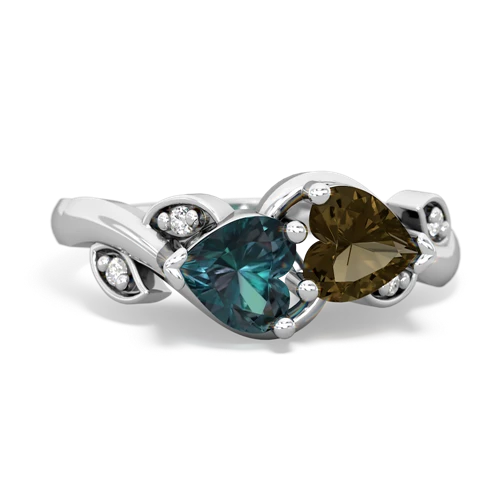 alexandrite-smoky quartz floral keepsake ring