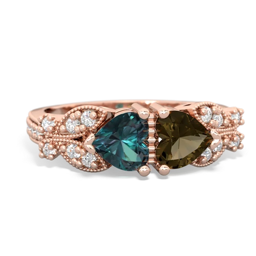alexandrite-smoky quartz keepsake butterfly ring